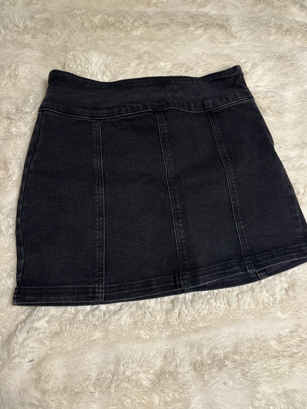 Forever 21 Black Denim Slight Stretch Mini Skirt